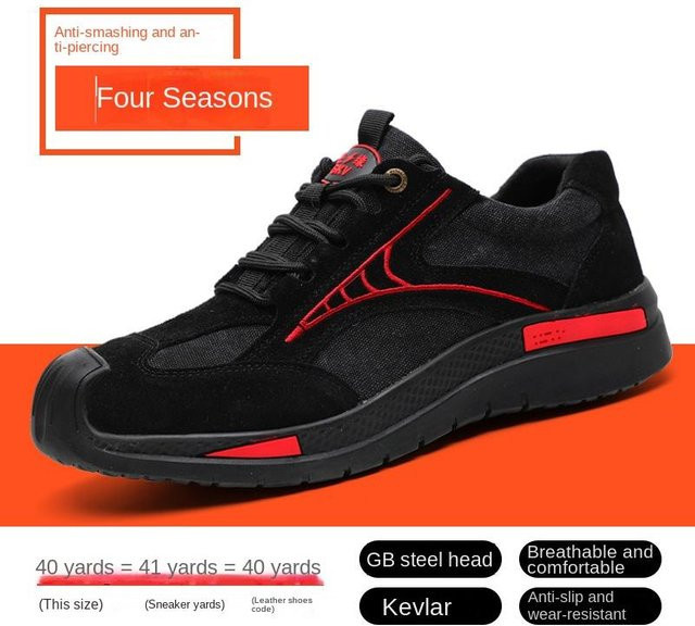 Avant-garde Arbeitsschutzschuhe für Herren aus Leder in Schwarz, Größe 47, anti-quetsch- und durchstichsicher sowie atmungsaktiv und rutschfest - Bild 1