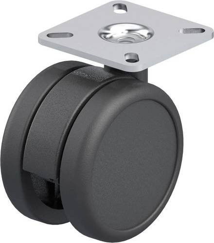 Blickle LKDB-PUA 75G-P23 Kunststoff-Doppel-Lenkrolle in Schwarz mit 75 mm Rad-Durchmesser und 75 kg Tragfähigkeit - Bild 1