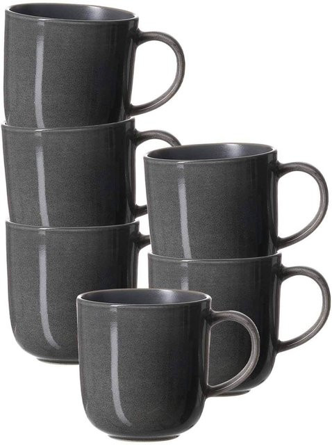 Ritzenhoff & Breker Kaffeebecher Toledo Grau Keramik 6er Set 400 ml - Bild 1