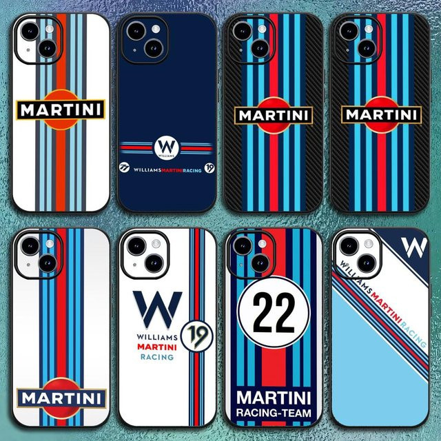 Racing Martini Handyhülle für iPhone 11 bis 17 Pro Max Plus Mini, Schwarz Mattiert, Weiche Schutzhülle - Bild 1