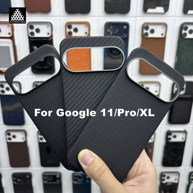 Magnetische Aramid-Faser Schutzhülle für Google Pixel 11 Pro XL in Schwarz mit Carbonfaser-Design - Bild 1