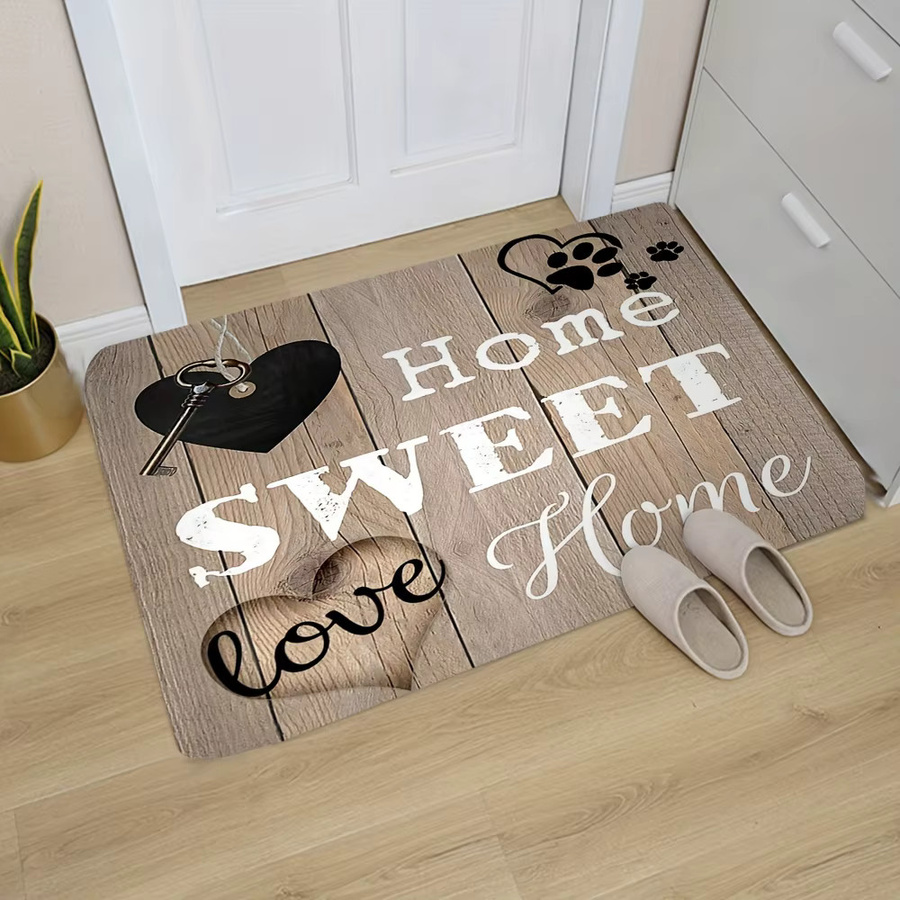 VIKAMA Love At Home Fußmatte gestreift braun, rechteckige Willkommensmatte für Innen und Außen, maschinenwaschbar, B/T: 60 x 40 cm - Bild 3