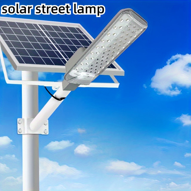 YQCHEZI Solar-Straßenlaterne für den Außenbereich in Weiß mit Dämmerungssensor und modernem Design - Bild 1