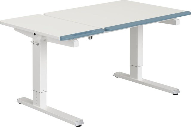 Schreibtisch Paidi Teenio 130 GT in Weiß und Blau mit höhenverstellbarer und neigbarer Tischplatte aus Holz, B/T/H: 130 x 79 x 75 cm - Bild 1