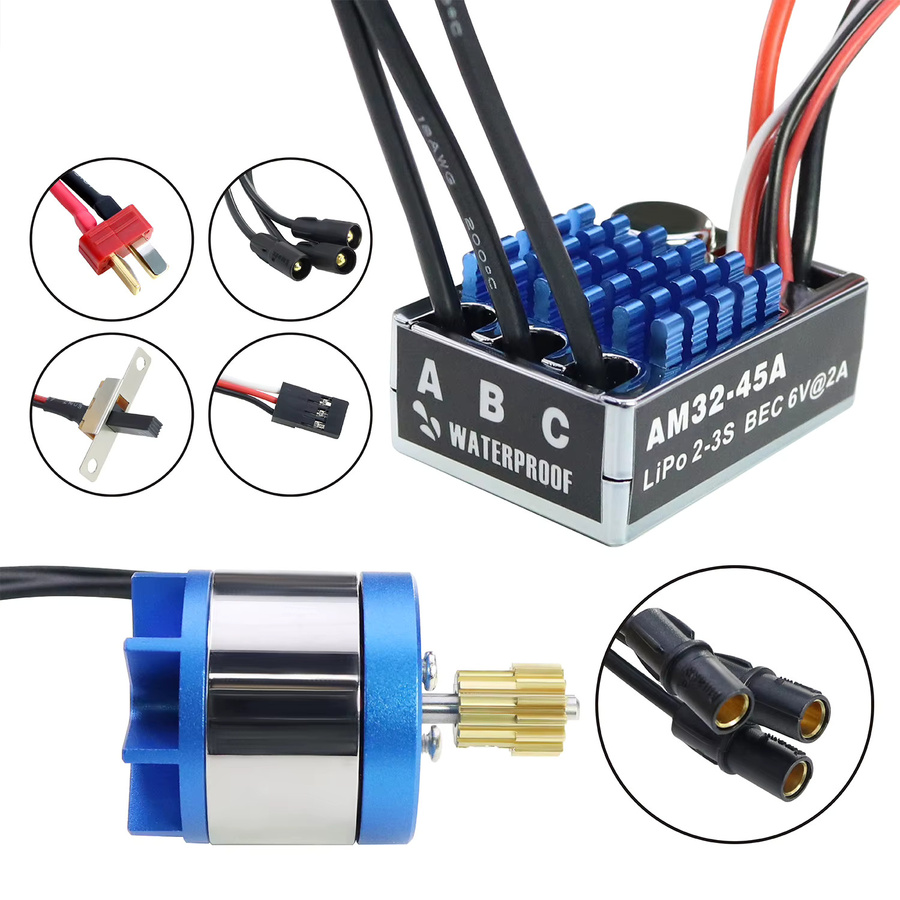 WWXRC MN128 MN86 AM32 45A ESC 2830 2400KV Outrunner Brushless Motor T-Stecker-Regler, 1:12, Zubehör, Metall - Bild 2