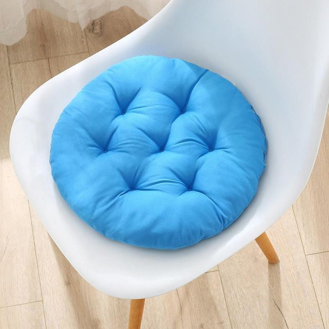 Rundes Stuhlkissen von xianyi01 in Blau aus Baumwolle für Esszimmer und Büro, Durchmesser: 40 cm - Bild 1