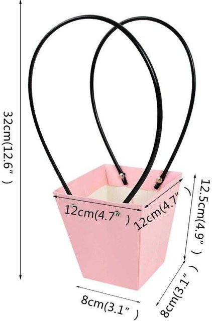 Homelive04 Tragbare Blumenbox aus wasserdichtem Kraftpapier in Rosa, Trapezform Geschenktüte für Hochzeit, Party und Geburtstag - Bild 1