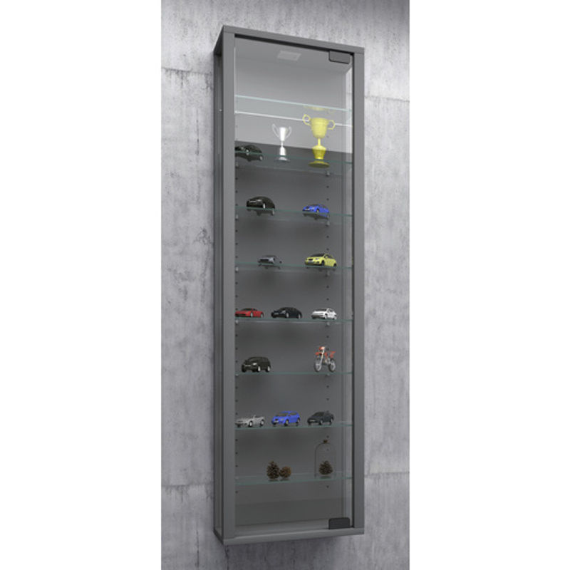 VCM Vitrine Stano Maxi Wandhängend Silber, B: 33 cm, H: 113 cm, aus Holzwerkstoff und Glas - Bild 2