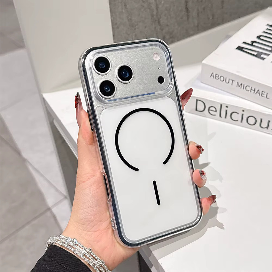 AKABEILA Transparente Silikon-Magnet-Hülle für iPhone kompatibel mit MagSafe, Farbe: Weiß - Bild 1