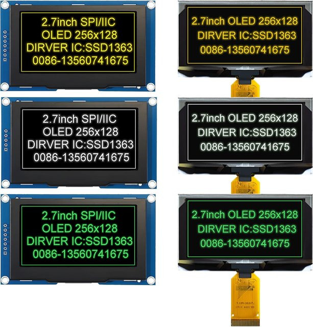 Yuxian OLED Display Bildschirm 2,7 Zoll mit 256x128 Auflösung, COG SPI IIC I2C Schnittstelle, Farbe: Gelb - Bild 1
