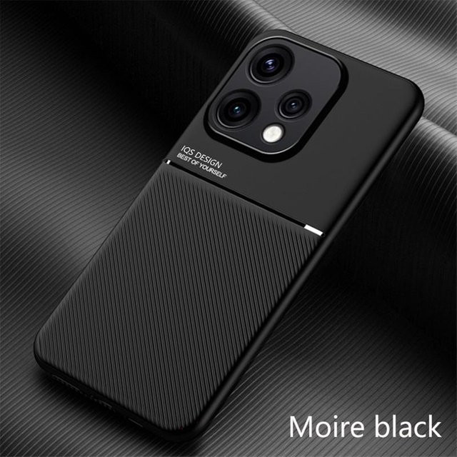 Magnetische Leder-Schutzhülle für OPPO Reno 15 5G, Reno 15F und Reno15 C 5G in Schwarz mit weichem Silikonrahmen und magnetischer Rückseite für Autohalterungen - Bild 1