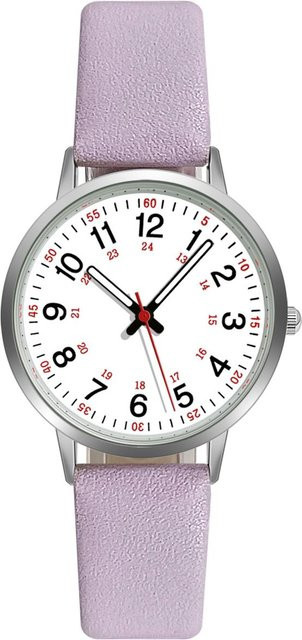 Armbanduhr Damen, Quarz, Lederarmband, Weiß, 34 mm - Bild 1