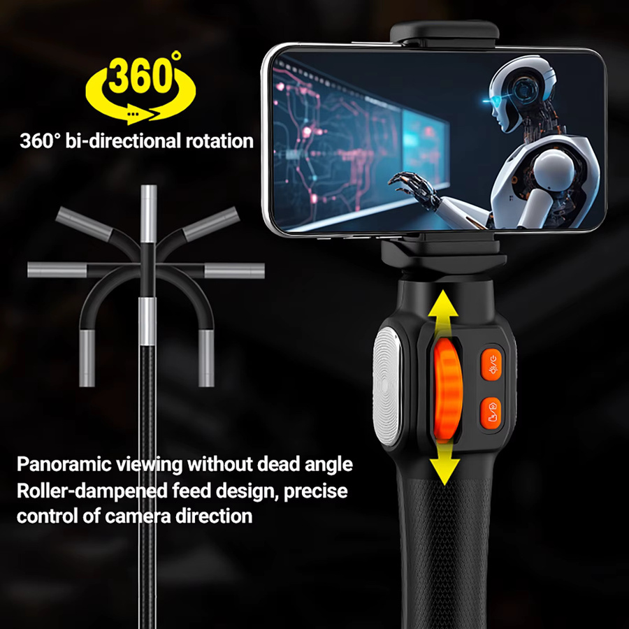 AOERWEI Zwei-Wege-Endoskopkamera USB-C, flexibles Schlangenendoskop zur Inspektion in Schwarz, kompatibel mit iPhone und Android - Bild 2