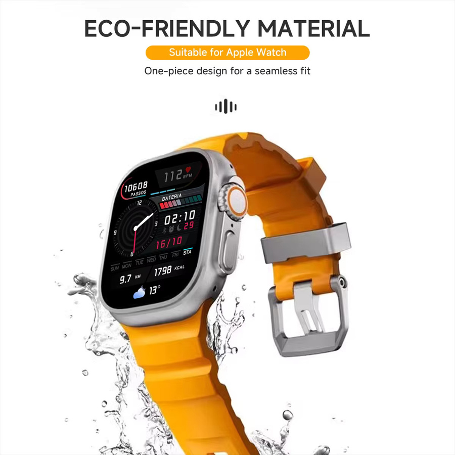 CHIICSMART Uhrenarmband mit Hülle, Silikon, orange, für Apple Watch - Bild 2