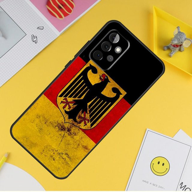 Samsung Galaxy Handyhülle mit Deutschland Flagge Banner Design in Multicolour für verschiedene Modelle wie A34 A35 A14 A15 A25 A53 5G A33 A13 A52 A32 A12 A51 A71 A54 A55 - Bild 1