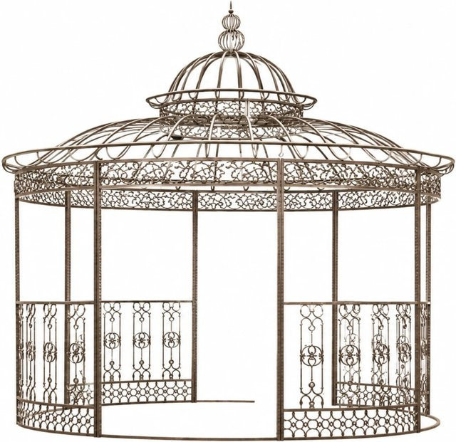 DELUKE Gartenpavillon ELIN Antik Rund aus Metall in Antik-Braun, B/T/H: 370 x 370 x 350 cm - Bild 1