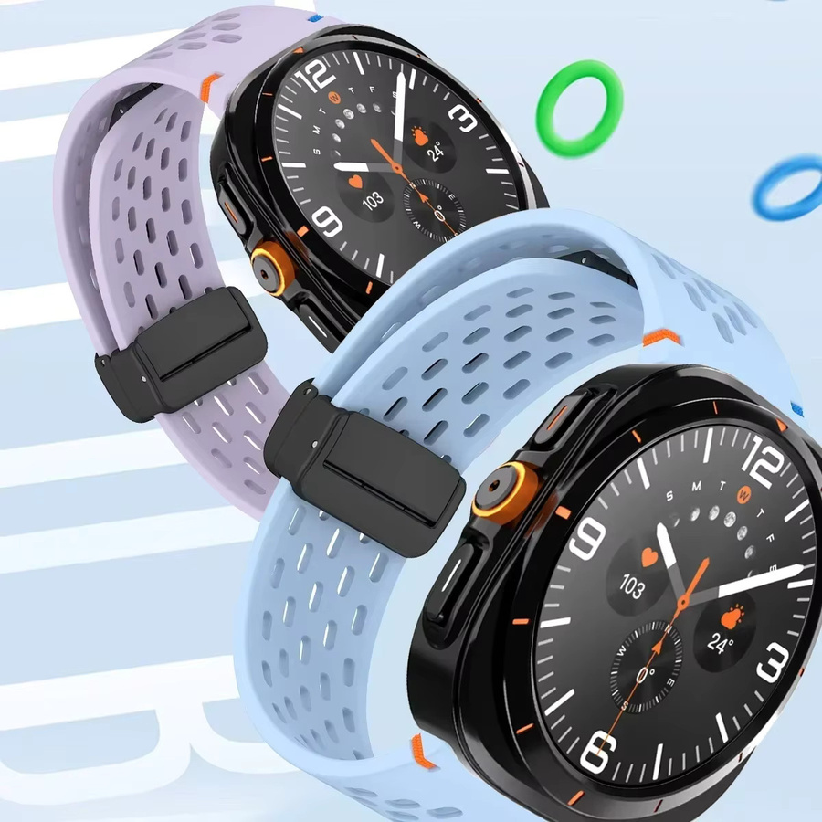 CAOWTAN Gehäuse und Silikon-Armband mit Magnetschnalle für Samsung Galaxy Watch 7 und 6 in Grün inklusive Displayschutzfolie aus gehärtetem Glas - Bild 2