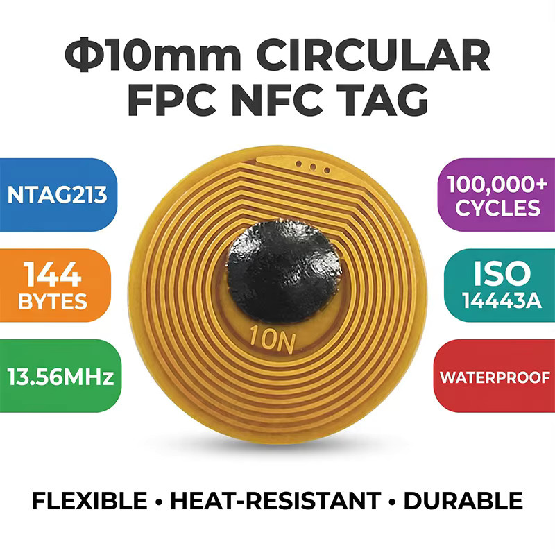 NXP Hochtemperatur RFID NFC FPC Tags mit 13,56 MHz und 10 mm Durchmesser, Anti-Metal Passive RF-Karten - Bild 3