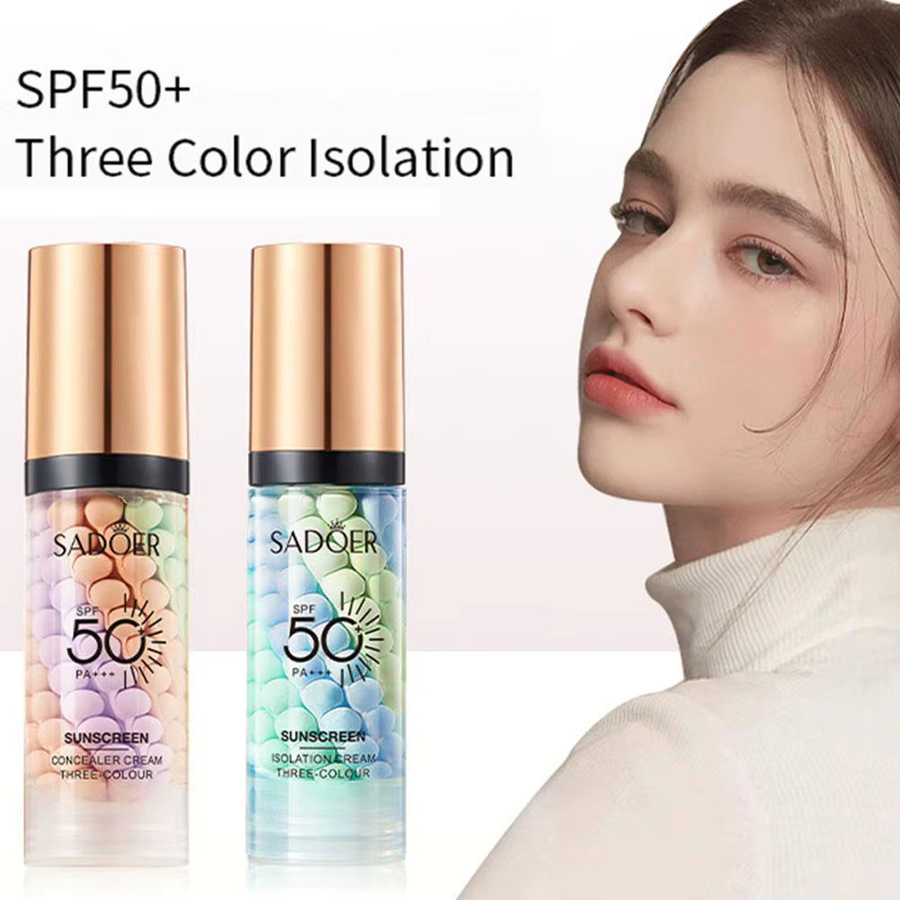 SADOER Gesichts-Make-up-Grundierung, dreifarbige Creme, 40 g - Bild 2