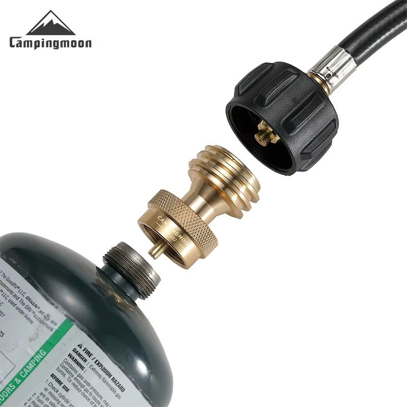 CAMPINGMOON QCC1 Messing-Adapter für Propanflaschen und Gasflaschen, Goldfarben - Bild 2