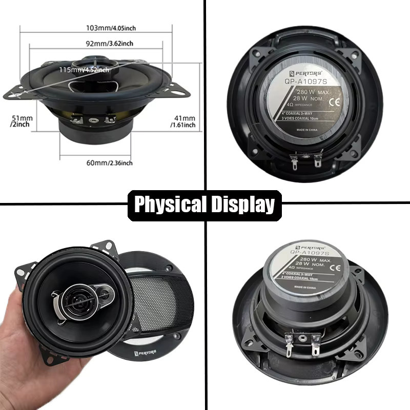 Q-PERTORS Premium 4-Zoll-HiFi-Autolautsprecher Set, 2 Stück mit 560 W Gesamtleistung, HD-Audio und 4.0-Surround-Sound in Schwarz - Bild 5
