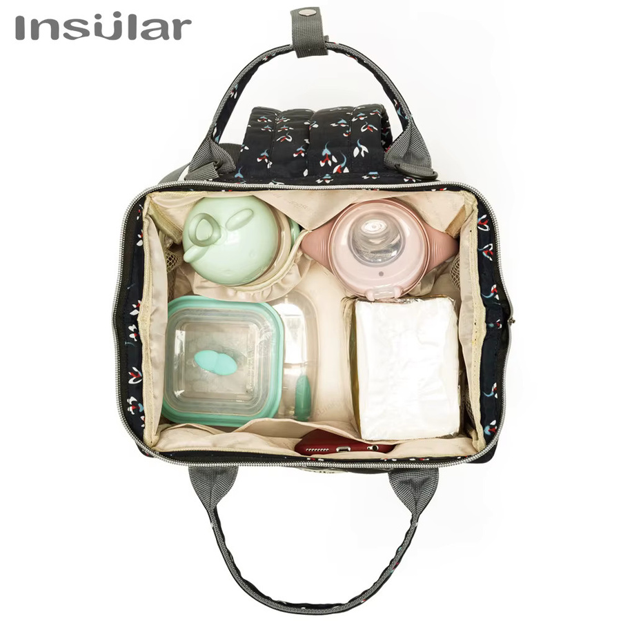 Insular Wickeltasche als Baby Reise Rucksack in Blau mit großem Fassungsvermögen und Stillbeutel - Bild 4