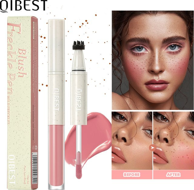 QIBEST Doppelkopf-Sommersprossen-Stempelstift und flüssiges Rouge, Creme - Bild 1