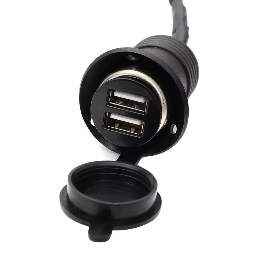 Dual USB Steckdose mit Staubschutz für Honda CRF300L und CRF250L Rally, Schwarz, USB-C Anschluss - Bild 4
