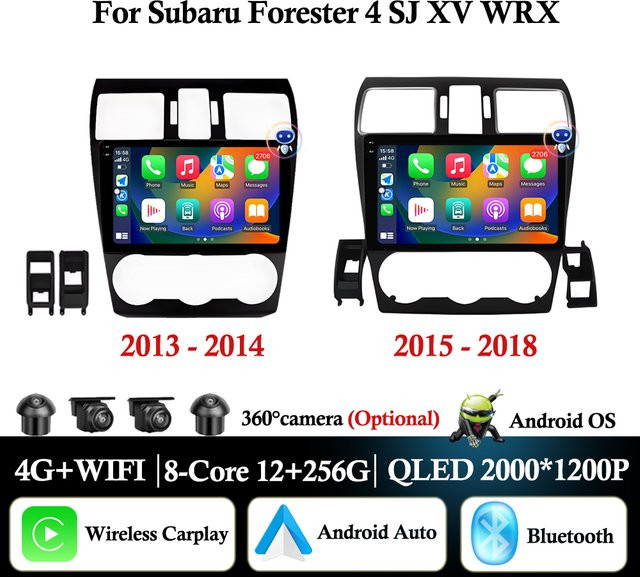KJ-NAVI Multimedia-Player für Subaru Forester 4 SJ XV WRX 2013-2018 mit Android Auto, CarPlay, GPS, WiFi und DSP Stereo in Schwarz - Bild 1