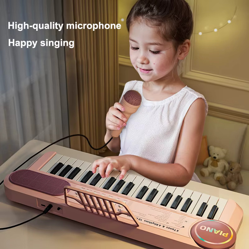 CONUSEA Kinder-Klaviertastatur, elektronisches Klavier mit Mikrofon, 37 Tasten - Bild 3