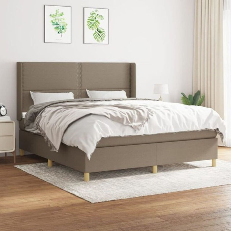 vidaxl Boxspringbett mit Matratze aus Stoff in Taupe meliert B/T/H: 180 x 200 x 118 cm - Bild 1