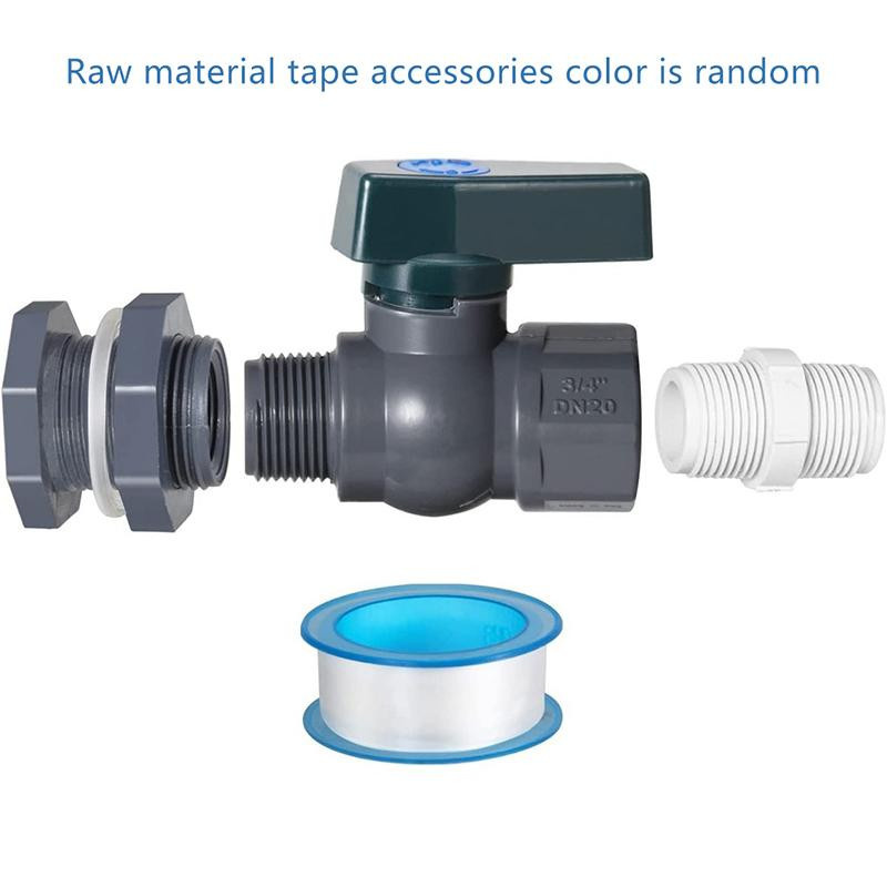 PVC Wasserfasshahn-Kit mit Anschluss-Ablaufadapter und Innenanschluss für Regentonne und Garten, Weiß - Bild 2