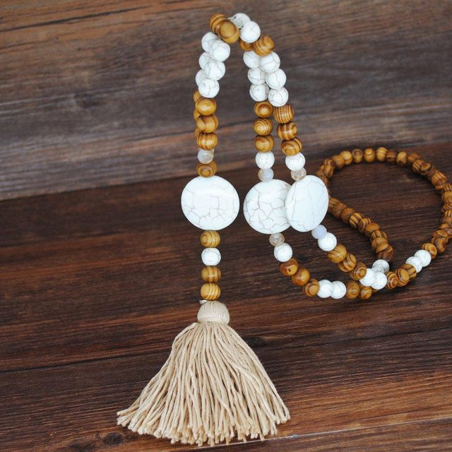 Lucky Star Jewelry Halskette, Holz, Weiß, 90cm, Damen - Bild 1