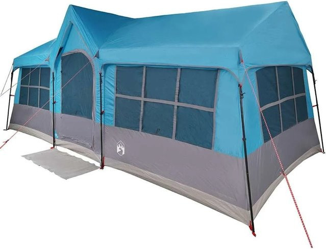 vidaXL Familienzelt mit Dach in Blau und Grau aus Polyester, B/T/H: 622 x 295 x 238 cm - Bild 1