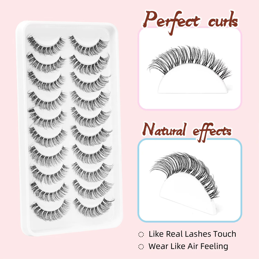 Batownly Wimpern, 10 Paar, D-Curl, natürliche Kreuzwimpern - Bild 2