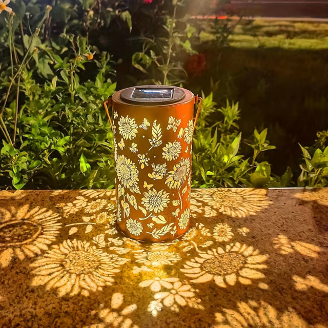 Leclstar Sonnenblumen-Glow Solar-Laternen aus Metall mit warmweißem LED-Licht als wasserdichte Outdoor-Hängelampe für Garten und Hof - Bild 1