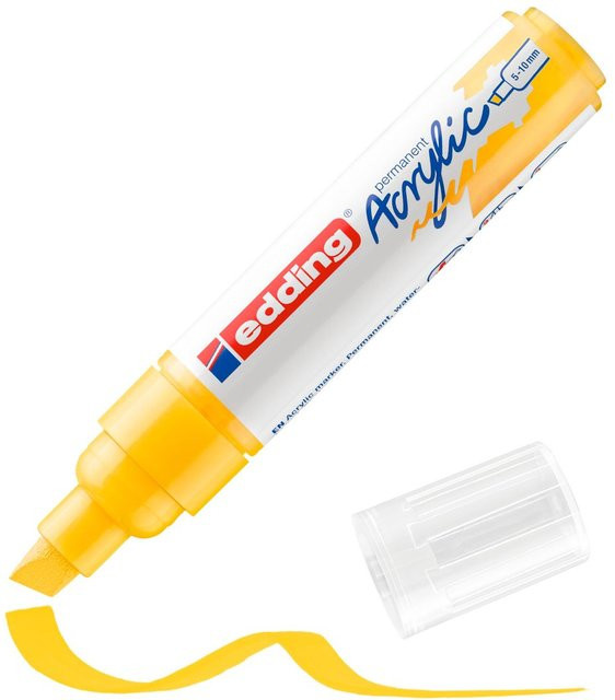 edding 5000 Acrylmarker Breit in Verkehrsgelb mit Keilspitze für permanente Markierungen - Bild 1
