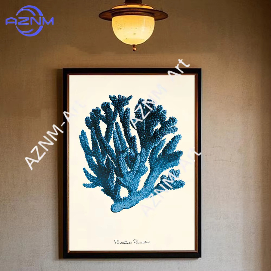 AZNM Selbstklebendes Wandposter Korallen-Garnele in Blau als wasserfeste HD-Kunst für deine Wanddekoration - Bild 3