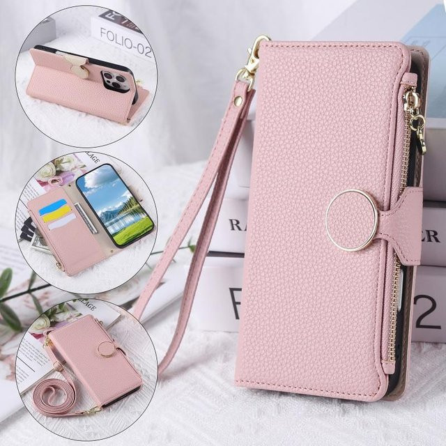 Xiaomi Crossbody Lanyard Leder Klapptasche Handyhülle mit Reißverschluss und Kartenfach für Redmi 15C 14C 13C Note 14 Pro Plus 13 12 11S 10 (4G/5G) - Bild 1
