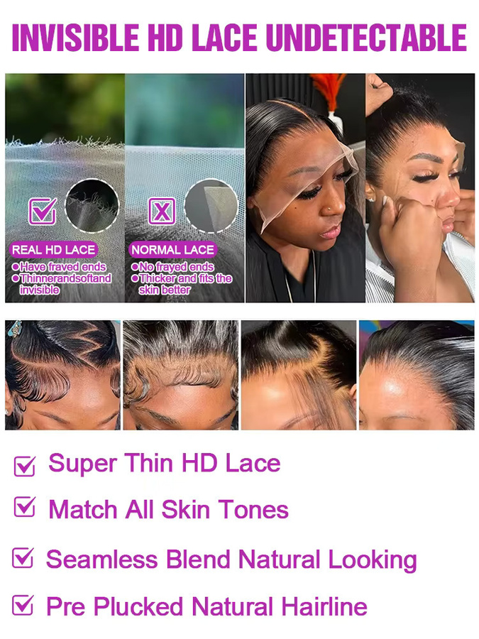 HJ WEAVE BEAUTY Lace Frontal Body Wave Perücke, 30-40 Zoll, 250% Dichte, Brasilianisches Echthaar, Damen - Bild 5