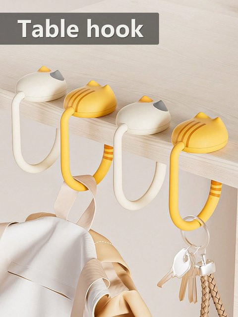 Multifunktionaler Katzenschwanz-Tischhaken als Desktop-Organizer in Gelb für Zuhause, Büro und Schule - Bild 1