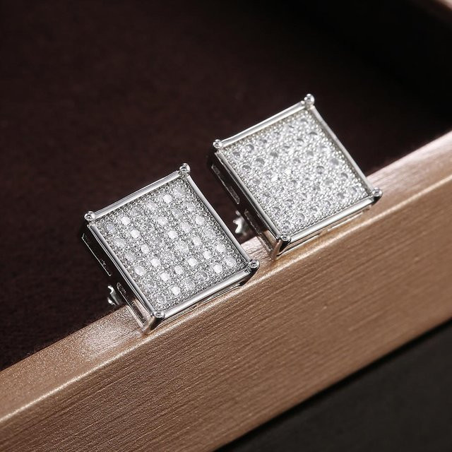 YIRAN Jewelry Ohrstecker, Kupfer, Weiß, Zirkonia, Damen - Bild 1