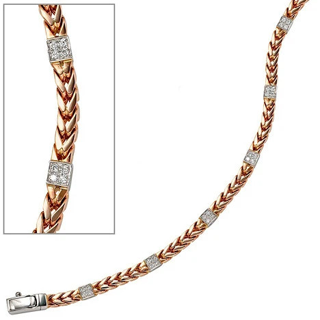 Colfem Armband 585 Rotgold, Weißgold, bicolor, 28 Diamanten, 19 cm - Bild 1