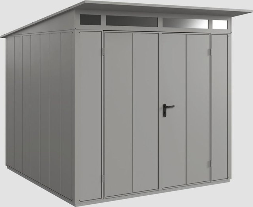 Ecostar Gerätehaus Elegant-P aus Metall in Grau mit Pultdach und Doppeltür, B/H/T: 238 x 232,3 x 238 cm - Bild 4