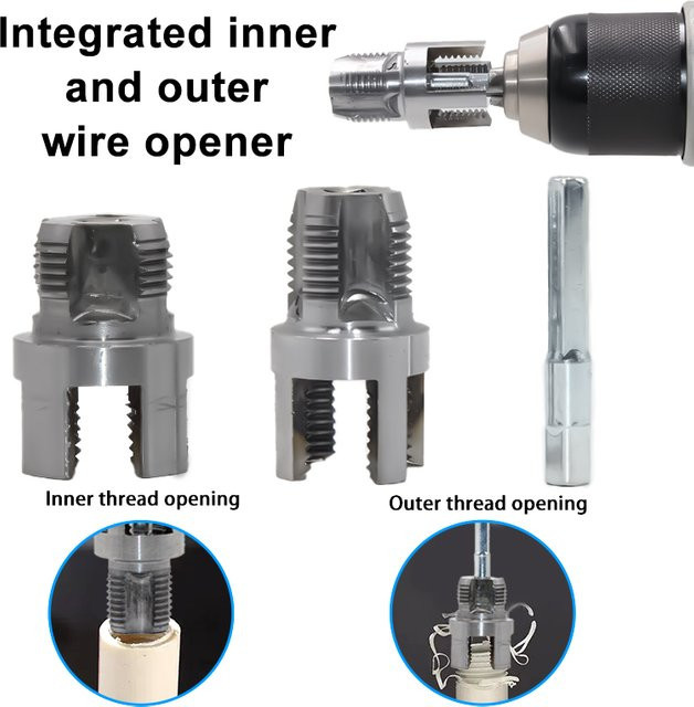 Mr Drill Universal Drahtöffner und Gewinde-Einfädelwerkzeug für PPR-Wasserrohre mit Innen- und Außengewinde 4/6 - Bild 1