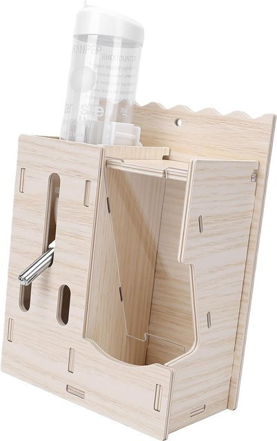 KaiSai 2-in-1 Hängende Wasserflasche aus Holz und Kunststoff als Automatischer Wasserspender für Hamster, Rennmäuse und Igel - Bild 1