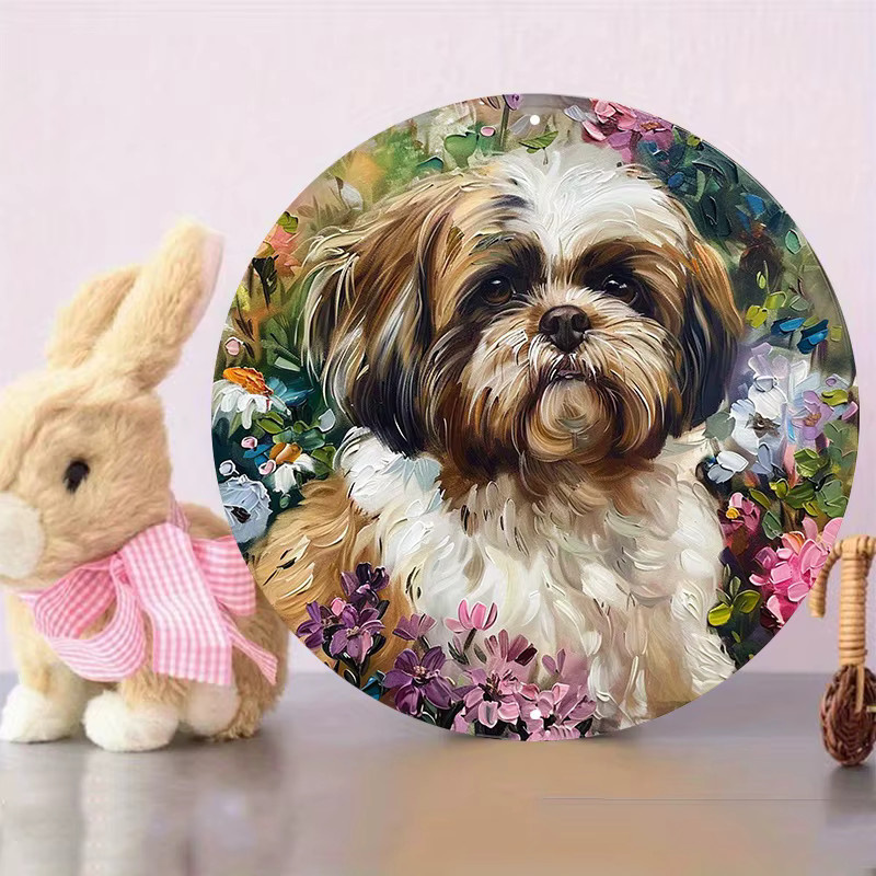 Rundes Aluminium-Wandschild mit Shih Tzu Hund Motiv von Potdemiel, Mehrfarbig, Durchmesser: 20,3 cm - Bild 4