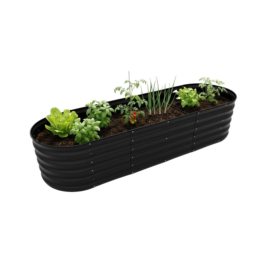 Relaxdays Hochbeet aus Metall in Schwarz, Halbrund, B/T/H: 200 x 45 x 60 cm - Bild 2