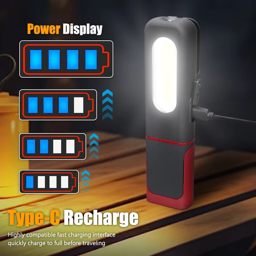 NEWBIRTH Tragbare COB LED Arbeitslampe mit Magnet und USB-Wiederaufladung, Schwarz - Bild 3