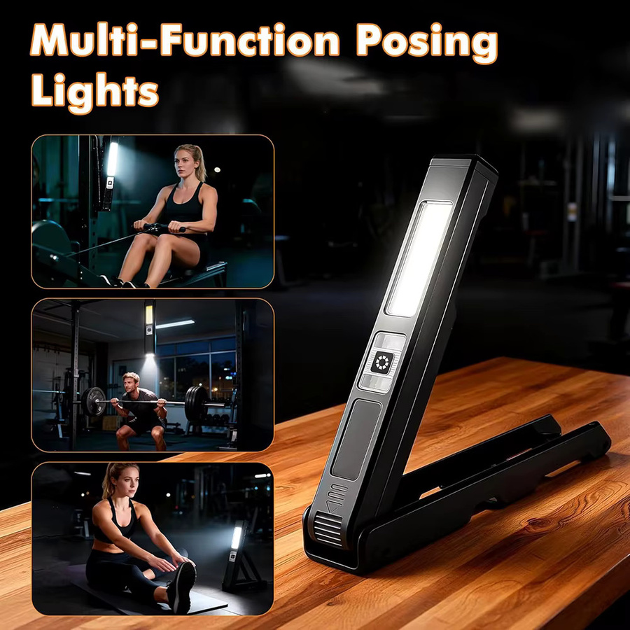 UMEXUS COB LED Arbeitslampe, wiederaufladbare magnetische Taschenlampe, faltbar und wasserdicht, Schwarz - Bild 2